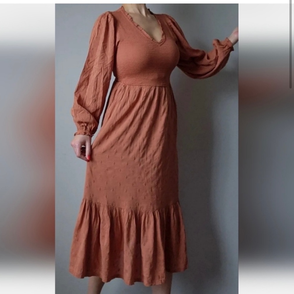 Old navy midi length smocked long sleeve dress